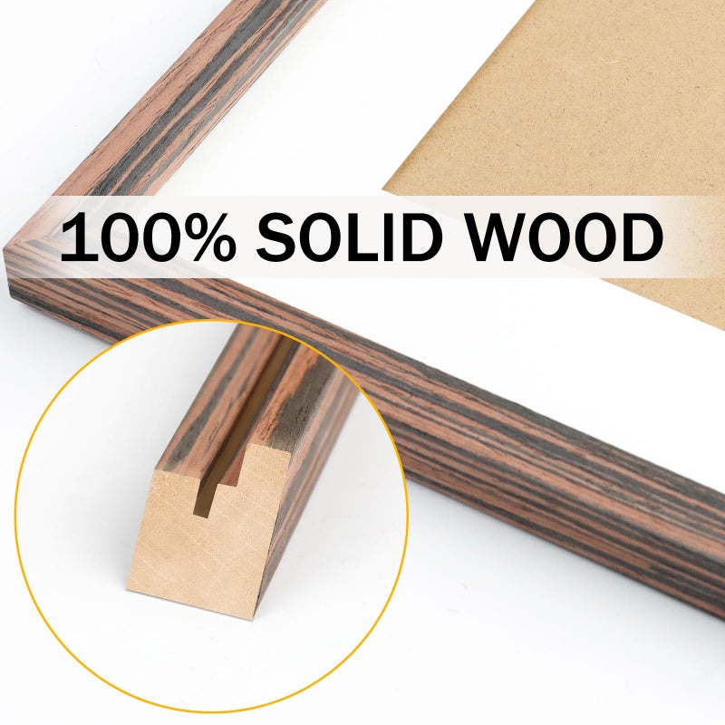 WUTL 8x10 Ebony Wood Grain Picture Frames Nature Solid Wood 6 Pack for Wall Mounting and Tabletop Display - Image 2